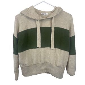 Madewell Green‎ Tan Knit Hooded Sweater Lightweight Size XS